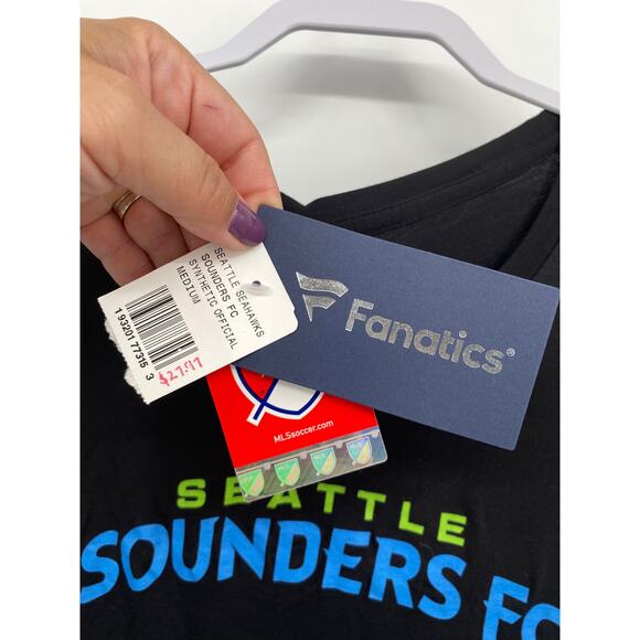 Fanatics Black Seattle Sounders FC Short Sleeve T-shirt Tunic Top Women's Medium - Picture 4 of 9